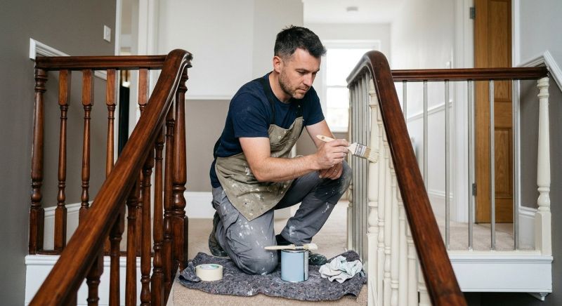 Stair Railing Staining Service